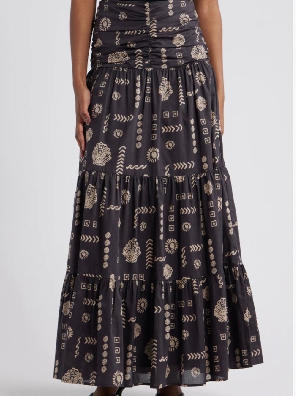 Agatha Floral Tiered Cotton Maxi Skirt